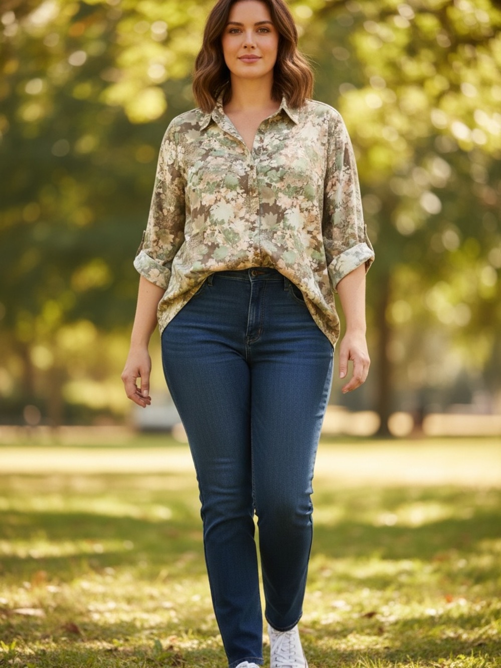 Catherines Beige Pink Camouflage Blouse Label Detail
